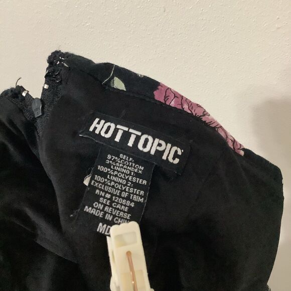 Hot Topic Black Novelty Bug Print Gothic Pin Up Rockabilly Halter Swing Dress M - Picture 10 of 10